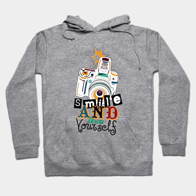 Smile and be Yourself - Colorful Camera Hoodie by XOOXOO